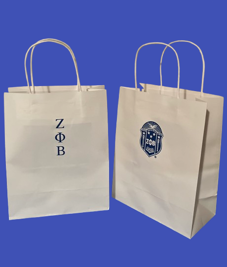White gift bags with logo