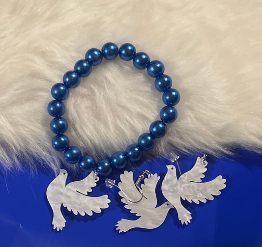 Dove earring and bracelet set