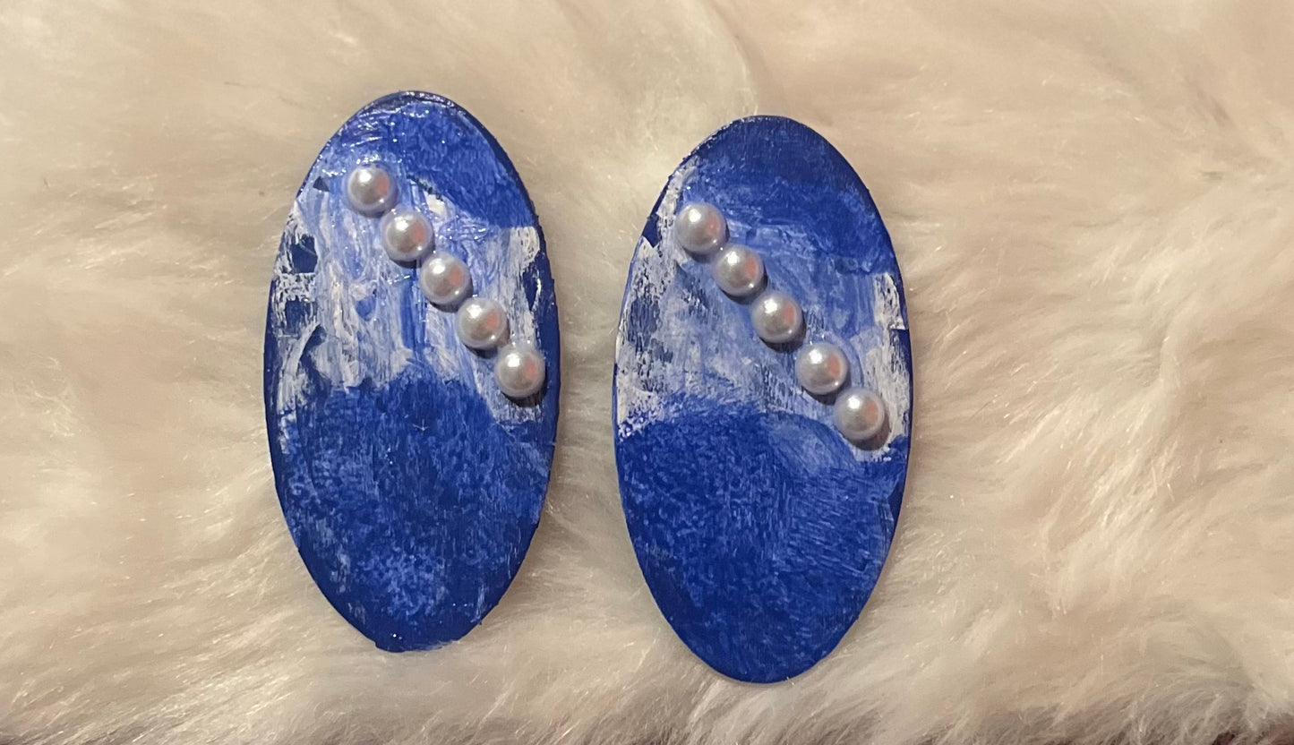 Blue art for your ears large stud